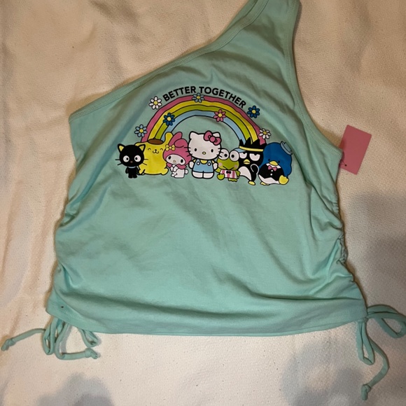 Hello Kitty teal crop short top - Picture 2 of 4